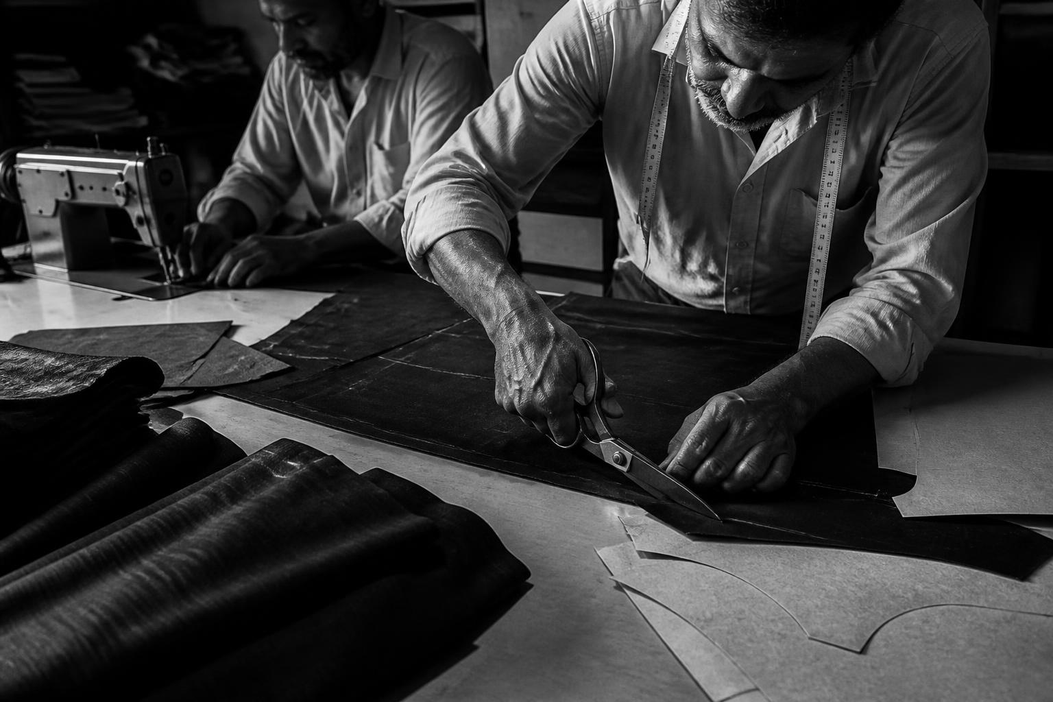craftspeople producing a garment